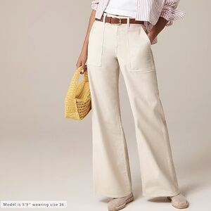 J Crew Camp-pocket wide-leg pant Natural Sz 29